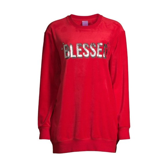 No Boundaries Juniors Graphic "Blessed" Red Pullover Sweatshirt Size XXL - Picture 6 of 6